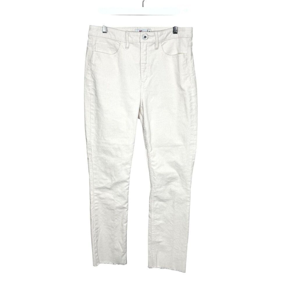 Vineyard Vines Pants Womens 28 Corduroy High Rise Ankle Raw Hem Ivory 2P001366